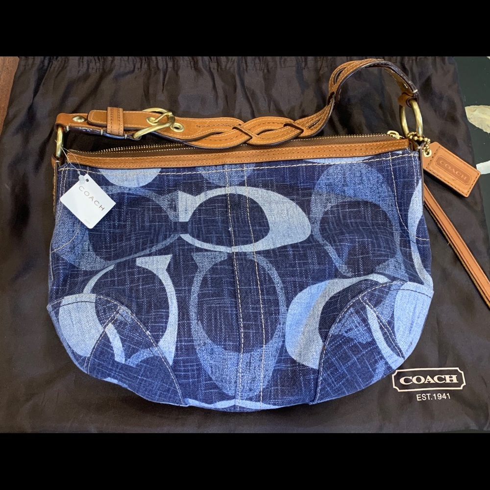 Coach denim braided handle purse